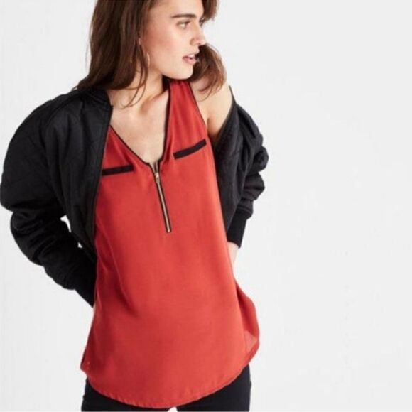 Express Zip Front Piped Hudson Tank Top L - Picture 1 of 5